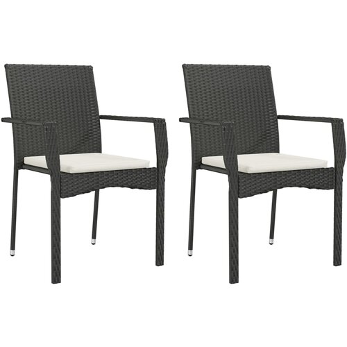 Maison Chic Vrtni Stoli - Stol za vrt z blazinami 2 kosa poli ratan črn JS741, (21877906) Slike