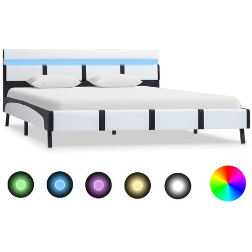 VidaXL Posteljni okvir LED belo umetno usnje 120x200 cm Slike