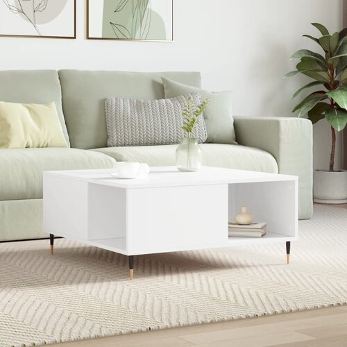 vidaXL Klubska mizica bela 80x80x36,5 cm inženirski les Cene
