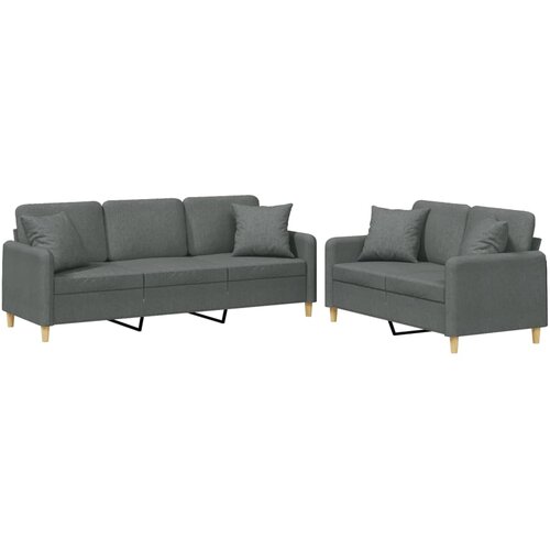  2-dijelni set sofa s jastucima tamnosivi od tkanine Slike