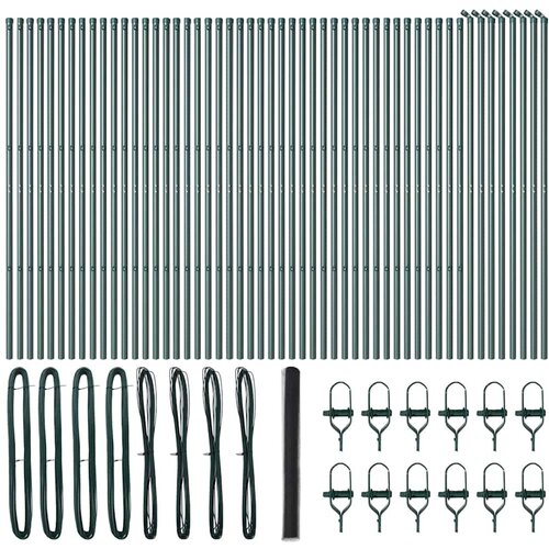 vidaXL Hexagon Fence Siva 1.6x100 m Jeklo, Ograjni stebri 13 kosov Zeleni Ø32 mm 210 cm Galvanizirano jeklo Cene