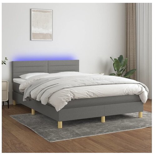  Box spring s madracem LED tamnosivi 140x200 cm tkanina Cijene