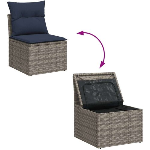  7-dijelni set vrtnih sofa od poliratana s jastucima sivi Slike
