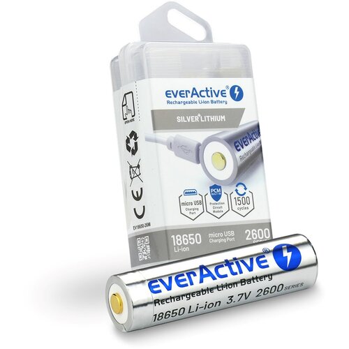 EverActive Battery 18650 3.7V Li-ion 2600mAh micro USB with protection BOX Cijene
