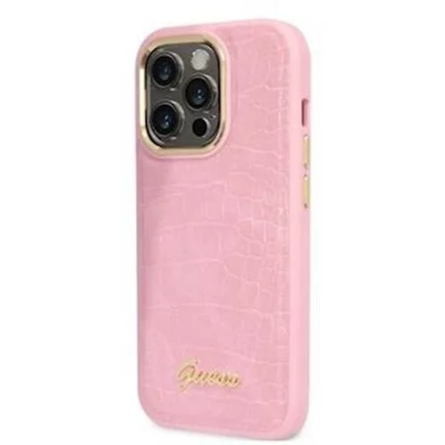Guess ovitek Croco Iphone 14 Pro Pink GUHCP14LHGCRHP