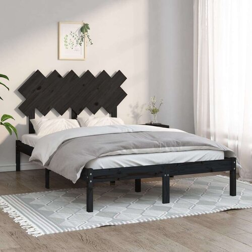  Za krevet od masivnog drva crni 135 x 190 cm 4FT6 bračni Slike