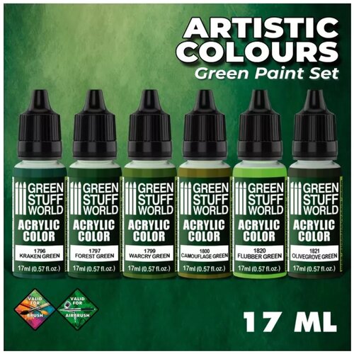 Green Stuff World paint set - green paint set (box of 6) Slike