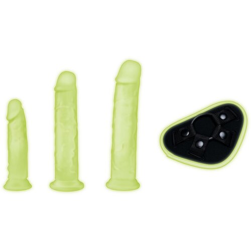 Whipsmart Glow in the Dark 4pc Pegging Kit with 6" & 7.5" & 8,5" Dildos Cene