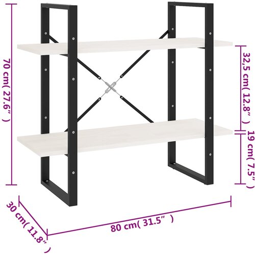  za knjige s 2 razine bijeli 80 x 30 x 70 cm od borovine Slike