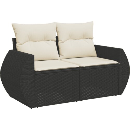  7-dijelni set vrtnih sofa od poliratana s jastucima crni Crna 70 x 62.5 x 69 cm Slike