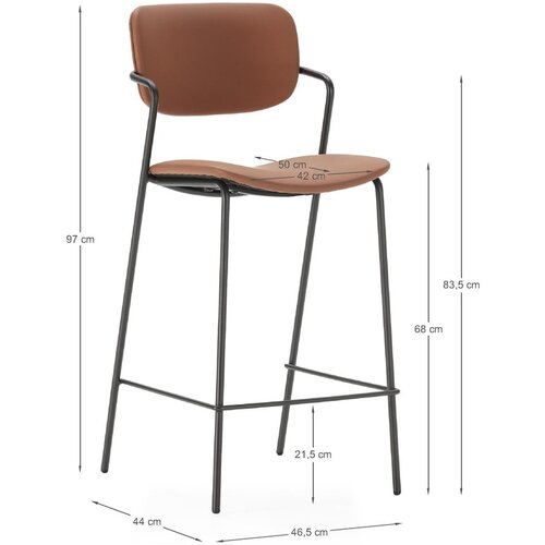 Marckeric Opečnato oranžni barski stoli v kompletu 2 ks (vi&amp;scaron;ina sedeža 68 cm) Maika &amp;ndash; Slike