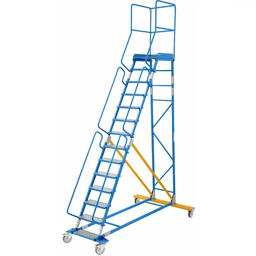 eurokraft pro Pomična lestev s podestom, aluminijaste stopnice, 14 stopnic
