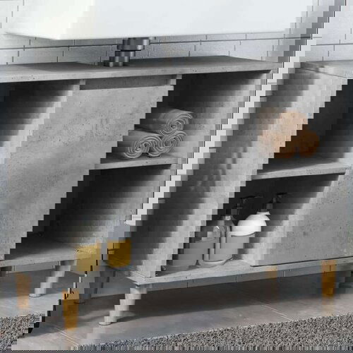 vidaXL Kopalniška omarica betonsko siva 80x33x60 cm inženirski les Cene