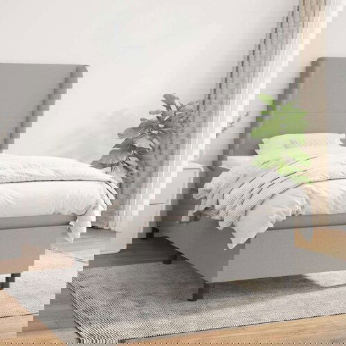  Box spring postelja z vzmetnico svetlo siva 90x200 cm blago, (20790189) Slike