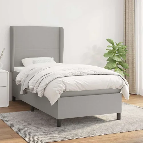  Box spring postelja z vzmetnico svetlo siva 90x200 cm blago, (20790189)