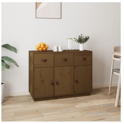  Komoda medeno rjava 100x40x75 cm trdna borovina Cene