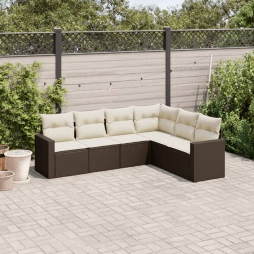 VidaXL 6-dijelni set vrtnih sofa od poliratana s jastucima smeđi Slike