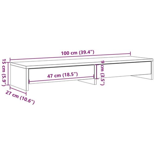  Stalak za monitor s ladicama boja hrasta 100x27x15 cm drveni Slike