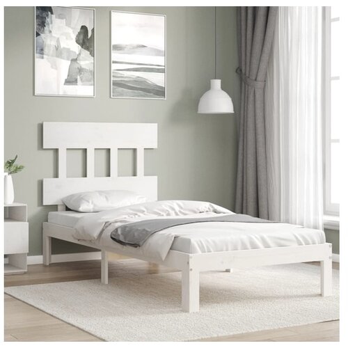 VidaXL Okvir za krevet s uzglavljem crni 100x200 cm od masivnog drva Slike