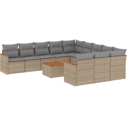  12-dijelni set vrtnih sofa s jastucima bež od poliratana Slike