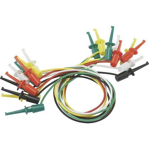 Voltcraft Merilni kabli-komplet [krokodil sponka - krokodil sponka] 0.28 m črne barve\, rdeče barve\, zelene barve\, rumene barve\, bele barve Prüfklipp 40 mm, (20422433) Cene