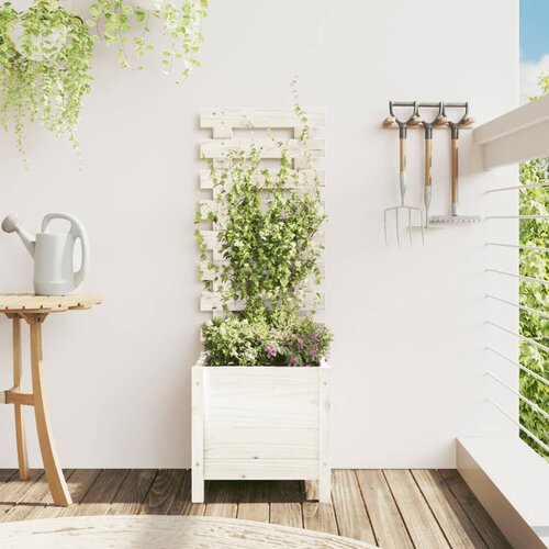 vidaXL Vrtna sadilica sa stalkom bijela 39x39 5x114cm masivna borovina Cijene