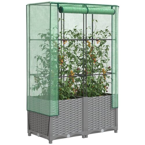 vidaXL Visoka greda s prevleko za rastlinjak videz ratana 80x40x138 cm Cene