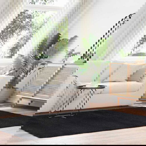 VidaXL Čupavi tepih s visokim vlaknima crni 160x230 cm poliester Slike
