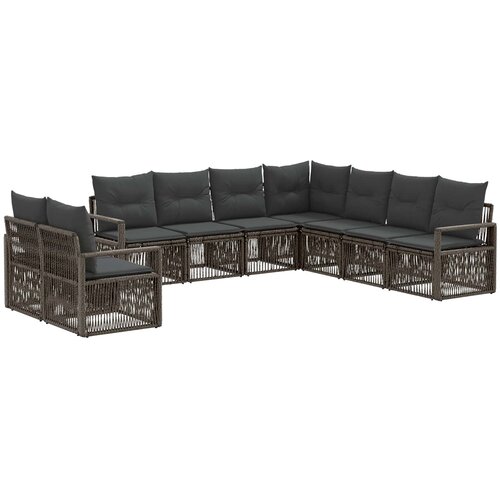 vidaXL Vrtna sedežna garnitura 9 pcs Siva poli ratan, (5000269356) Cene