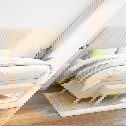  The Living Store Box spring postelja z vzmetnico krem 140x190 cm blago - Box Spring Postelja, (21517726) Cene