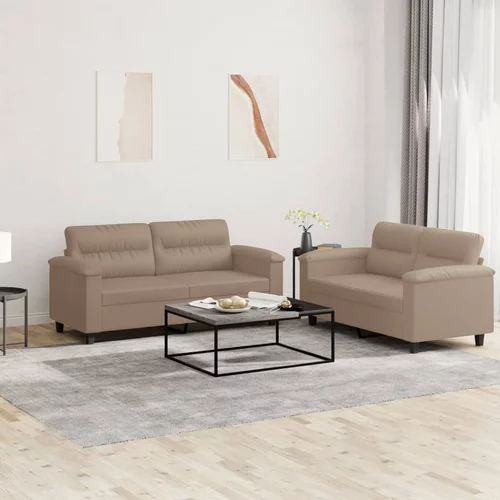  2-dijelni set sofa s jastucima boja cappuccina od umjetne kože