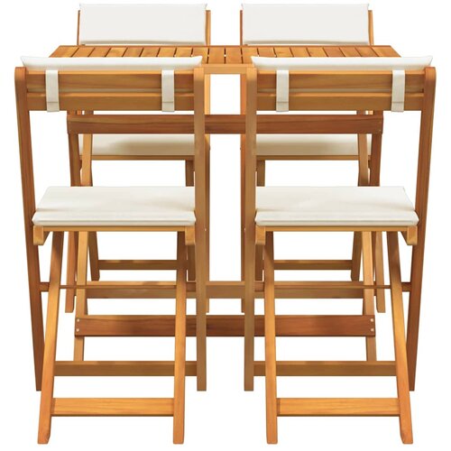 Bistro set s jastukom 5 pcs Prirodna nafta Čvrsto drvo akacije Slike