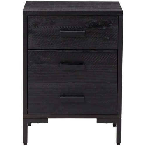  Noćni ormarići 2 kom crni 40 x 30 x 55 cm od masivne borovine Slike