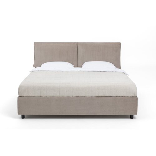 Bonami Selection Sivorjava oblazinjena zakonska postelja s prostorom za shranjevanje z letvenim dnom 160x200 cm Myra Pillow &amp;ndash; Slike