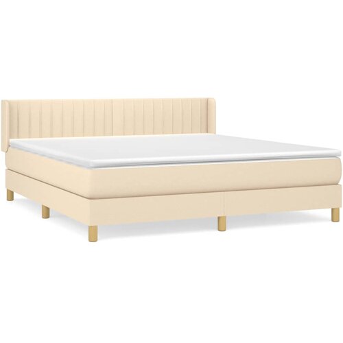 VidaXL Krevet s oprugama i madracem krem 180x200 cm od tkanine Slike
