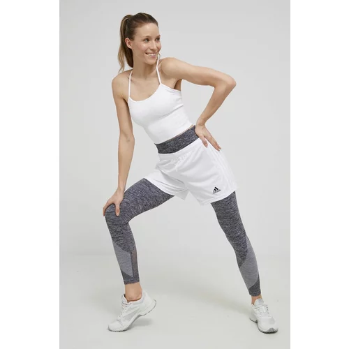 Adidas Kratke hlače za trening za žene, boja: bijela, glatke, srednje visoki struk