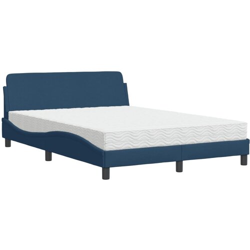 VidaXL Postelja z vzmetnico modra 140x190 cm blago, (21216168) Slike