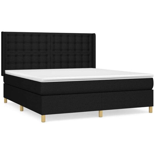  Krevet s oprugama i madracem crni 160x200 cm od tkanine Slike
