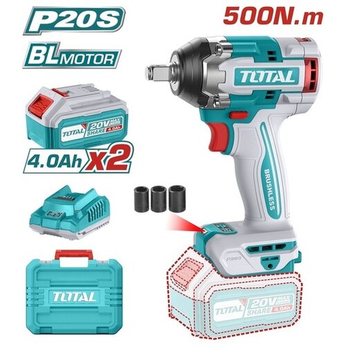 Total bl-litijum-jonski udarni odvijač 1/2",20v,2x4,0ah,500Nm TIWLI2050 Cene