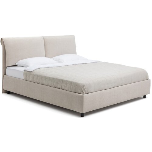 Bonami Selection Bež oblazinjena zakonska postelja s prostorom za shranjevanje z letvenim dnom 160x200 cm Myra Pillow – Cene