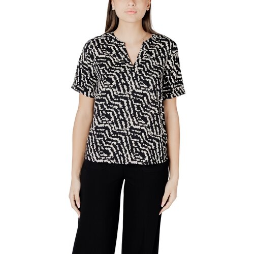 Street One Topi & Bluze LTD QR Splitneck blouse w turn-up 345627 Črna Cene