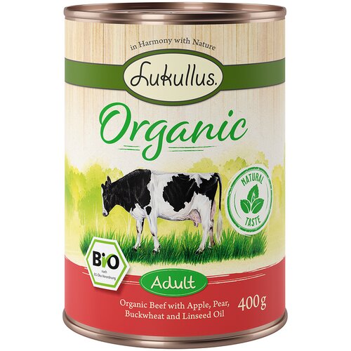 Lukullus Organic Adult govedina s jabukom (bez glutena) - 6 x 400 g Slike