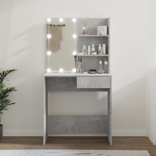 vidaXL Toaletna mizica z LED lučkami betonsko siva 74,5x40x141 cm Cene
