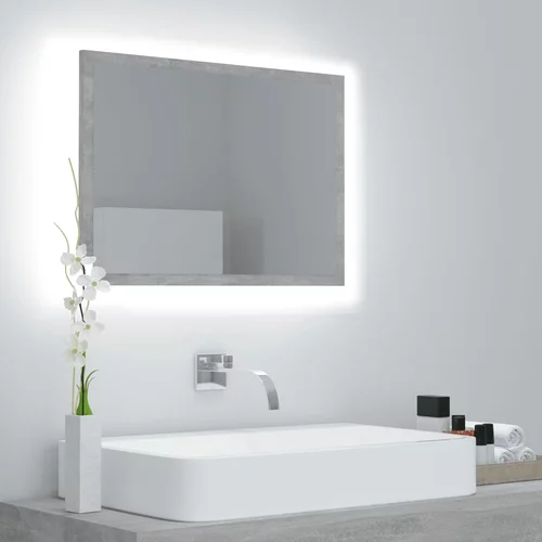 vidaXL LED kopalniško ogledalo betonsko sivo 60x8,5x37 cm iverna pl.