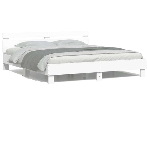  Okvir za krevet s uzglavljem i LED bijeli 180x200 cm Slike