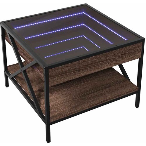  Stolić s beskonačnim LED svjetlima boja hrasta 50x50x38 cm Slike
