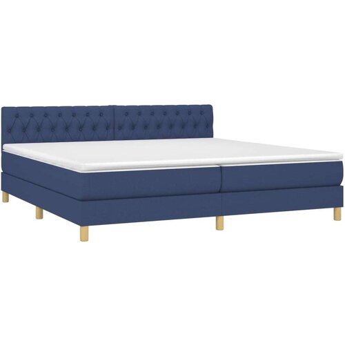  Krevet box spring s madracem LED plavi 200x200 cm od tkanine Slike