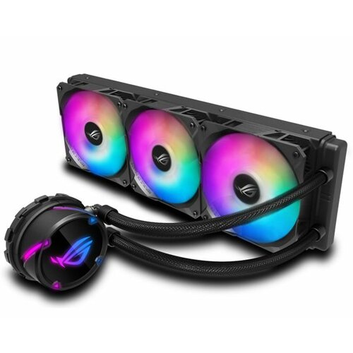 Asus ROG STRIX LC 360 RGB, CPU water cooling system, Intel LGA 2066/2011-v3/2011/1366/1150/1151/1152/1155/1156, AMD AM4/TR, 3x120mm fan, 800-2500rpm, 37.6dB, 4-pin kuler Slike