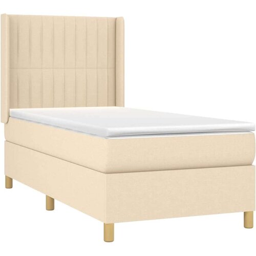  Krevet box spring s madracem LED krem 100x200 cm od tkanine Slike