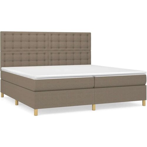  Krevet s oprugama i madracem smeđesivi 200x200 cm od tkanine Slike